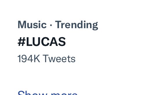 LUMISUNION's tweet photo. #LUCAS is trending under Music Topic with 194K tweet, let’s keep RTing &amp; Replying with the tag!

WayV-LUCAS&amp;HENDERY Single ‘Jalapeño’🌶️❤️‍🔥

#LUCASxHENDERY_Jalapeño_IMG
@WayV_official https://t.co/Gz4X2JKyhH