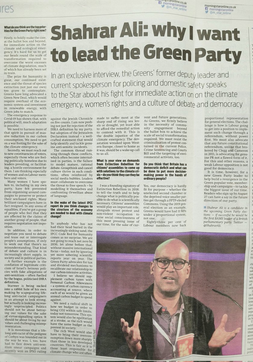 Shahrar Ali on why he wants to lead Green Party - weekend edition