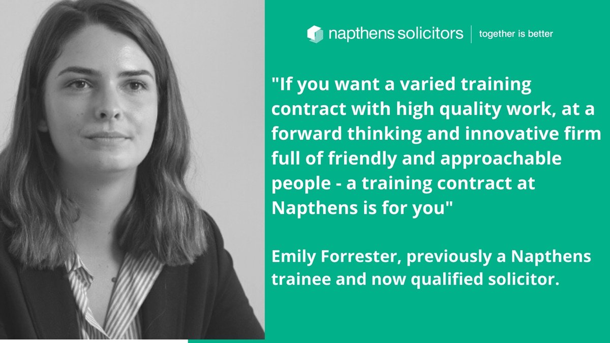 NapthensOnline's tweet photo. Applications for Napthens Training Contracts close on 1st September. Here's former trainee Emily Forrester's advice to anyone who is thinking of applying but hasn't yet.

Apply: https://t.co/dolSCMop2f https://t.co/m16dCqyJey