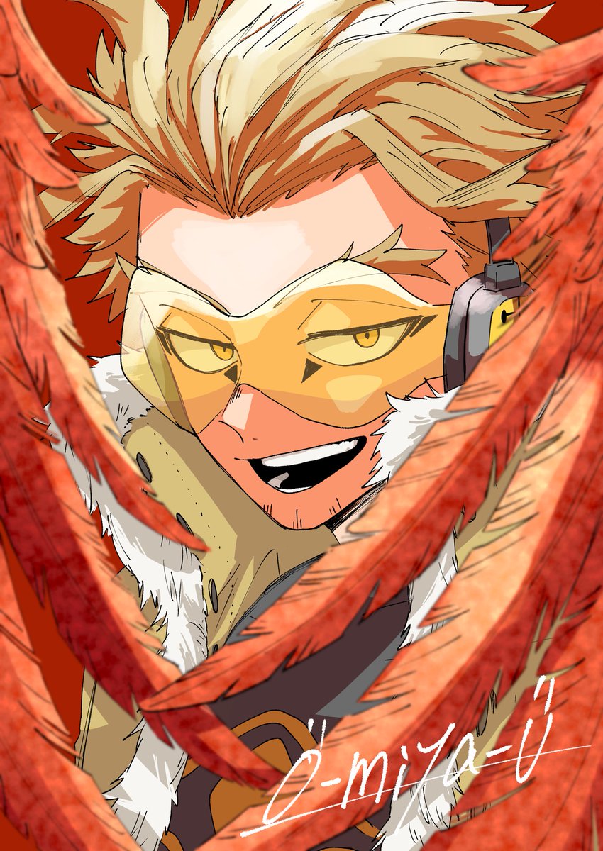 hawks (boku no hero academia) 1boy male focus solo blonde hair wings short hair facial hair  illustration images