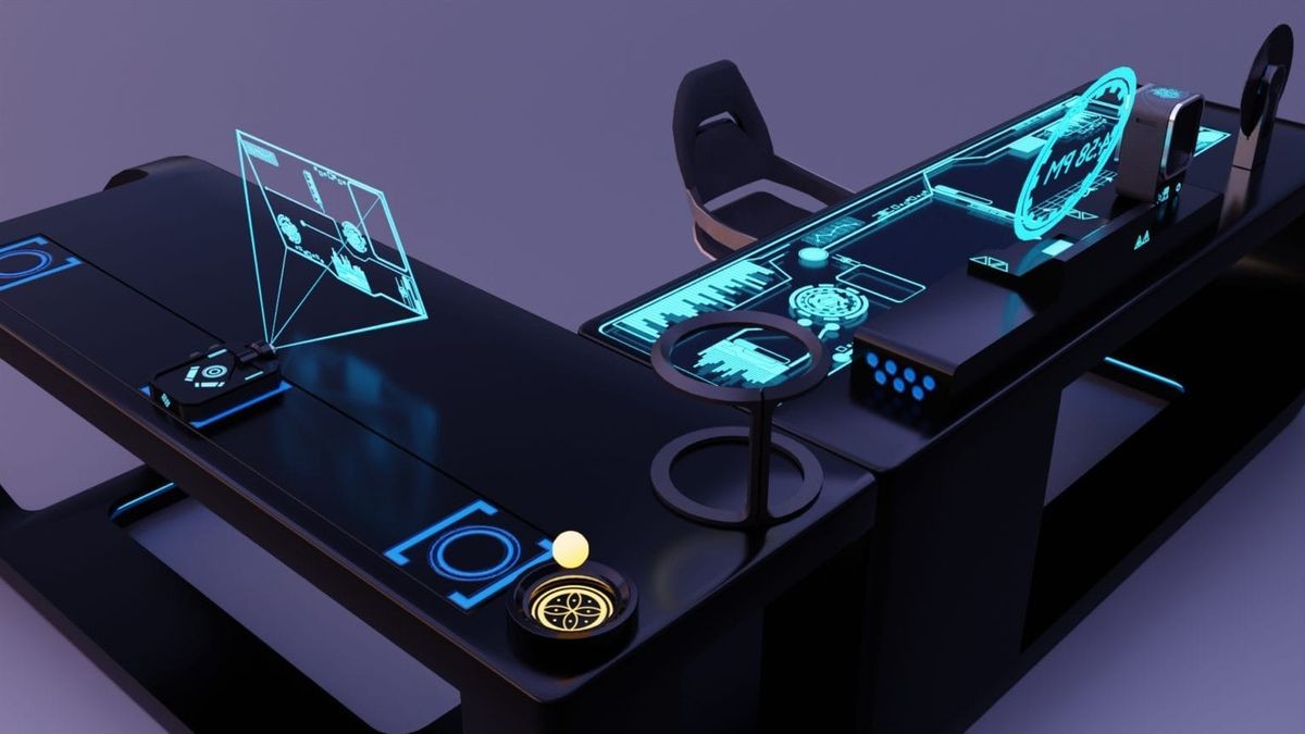 _BigDwarf's tweet image. Sci-Fi office desk #future #Futurism #technology #futuristic #DigitalTransformation