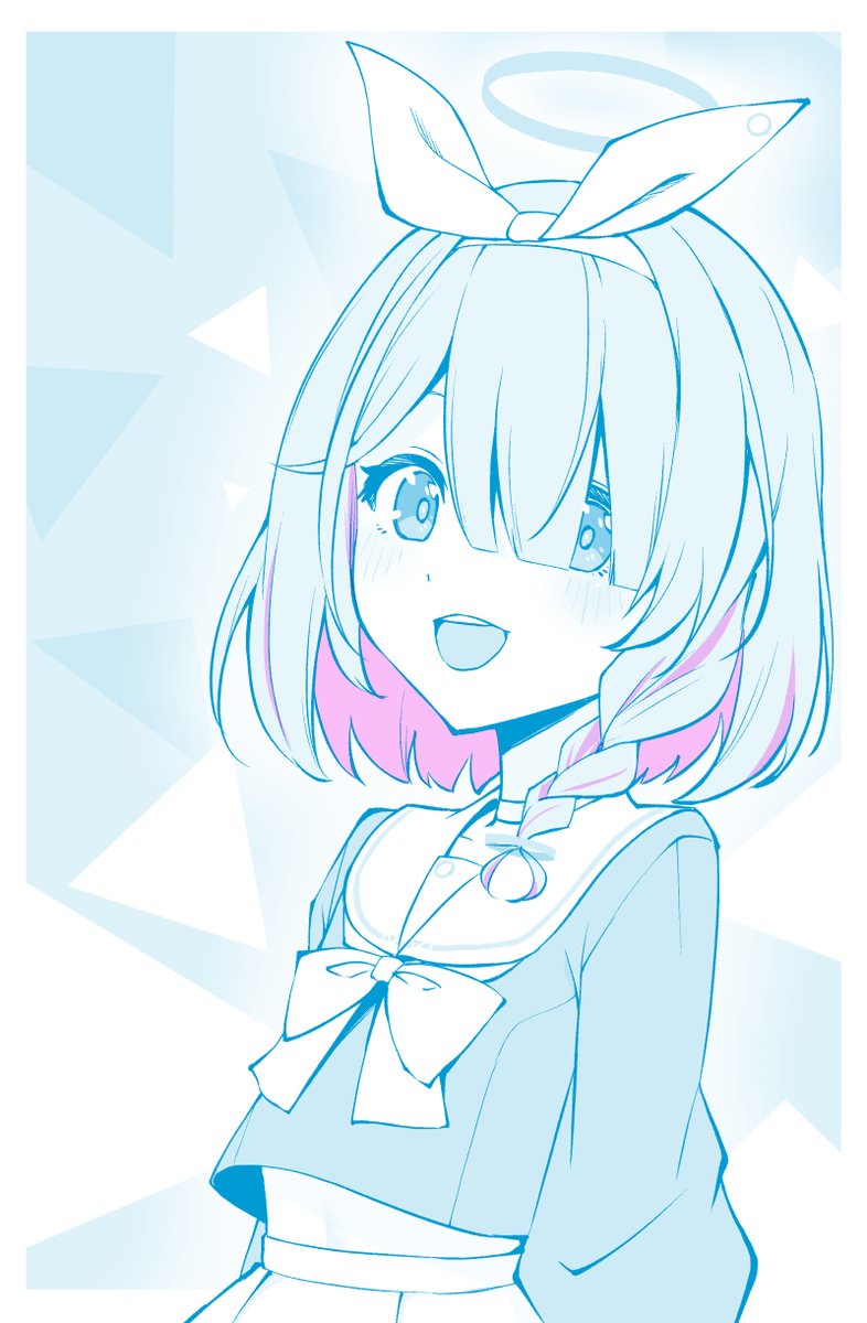 arona (blue archive) 1girl solo halo smile hair over one eye braid sailor collar  illustration images