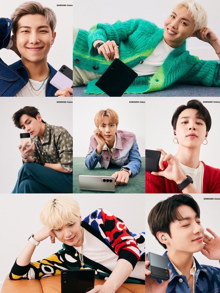 bangtanboysph's tweet photo. [📸] @BTS_twt with their newest @SamsungMobile #GalaxyZFlip3! 💓

🌟 https://t.co/IbZo2Y3VkY