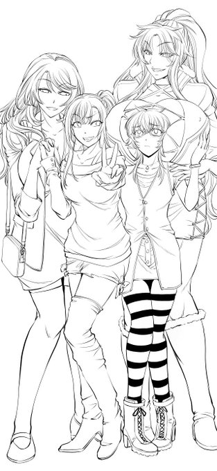 #コミッション 今晩の配信で描きました。女子達のイチャラブイラストに見えますがシーメールさんとフタナリさんと男の娘ですw今日の配信は凄く集中できたのでピクシブ配信のアーカイブ残しました。よかったら見てください 