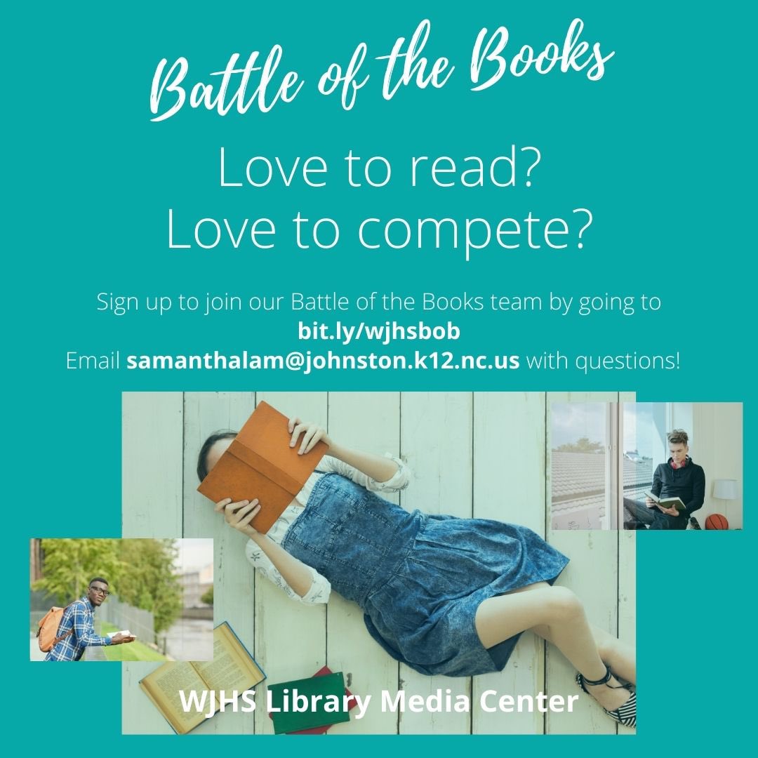 Hey <a href="/WjhsNc/">West Johnston High School</a>! Join our competitive team by going to bit.ly/wjhsbob #readercats #battleofthebooks