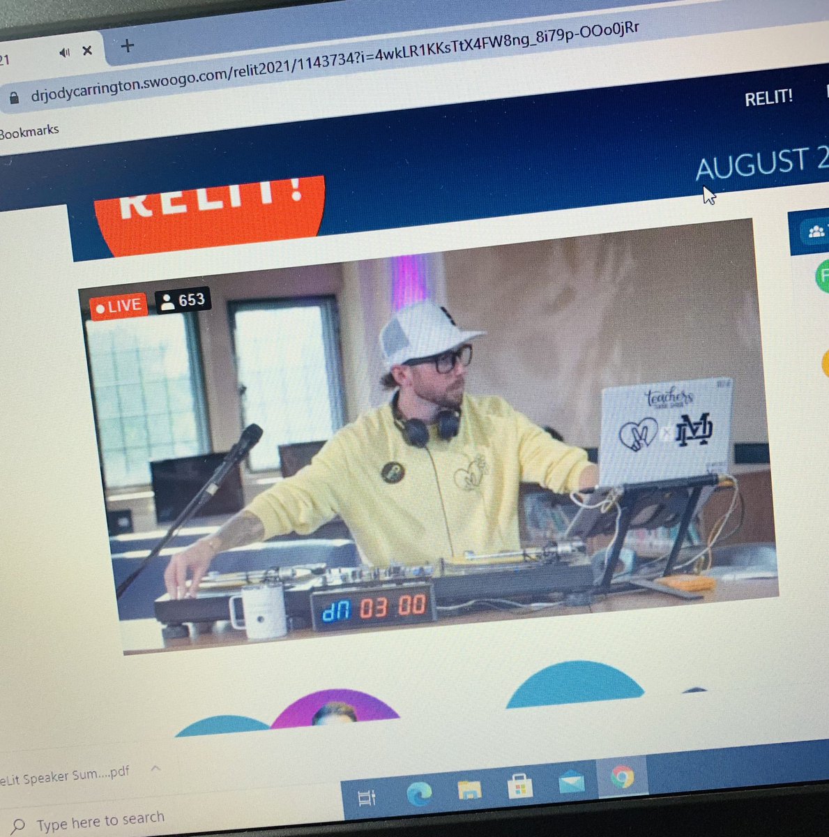 Showtime! We should all have a <a href="/MikeyDubzJr/">Mikey Dubz</a> to start our professional development days! 🎶 #RELIT2021 <a href="/DrJCarrington/">Dr. Jody Carrington • Psychologist</a>