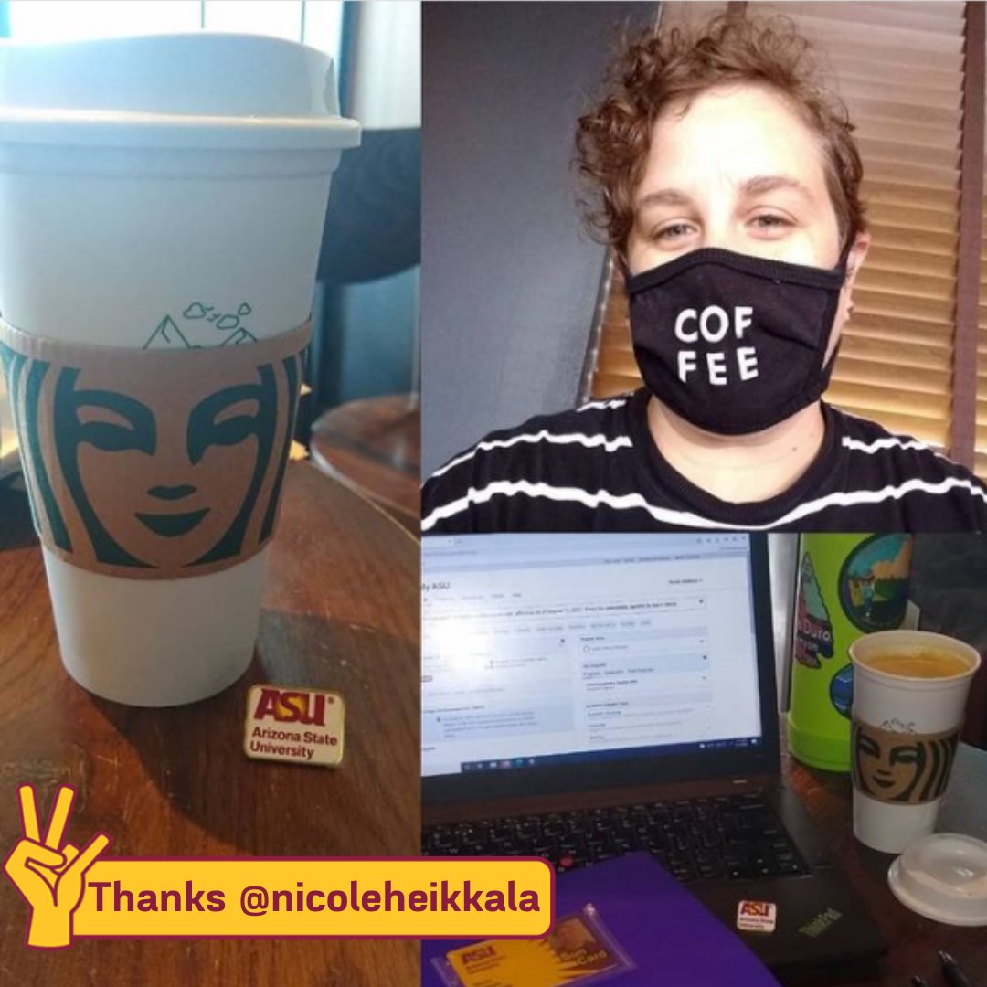 asuonline's tweet photo. How did your first few days of the Session A go, SCAP scholars? Starbucks partner Nicole was ready with a brand new pin and fresh coffee.
#tobeastudent #tobeapartner #tobeascholar #starbuckspartners @Starbucks @starbuckspart https://t.co/rKtko4mN5P