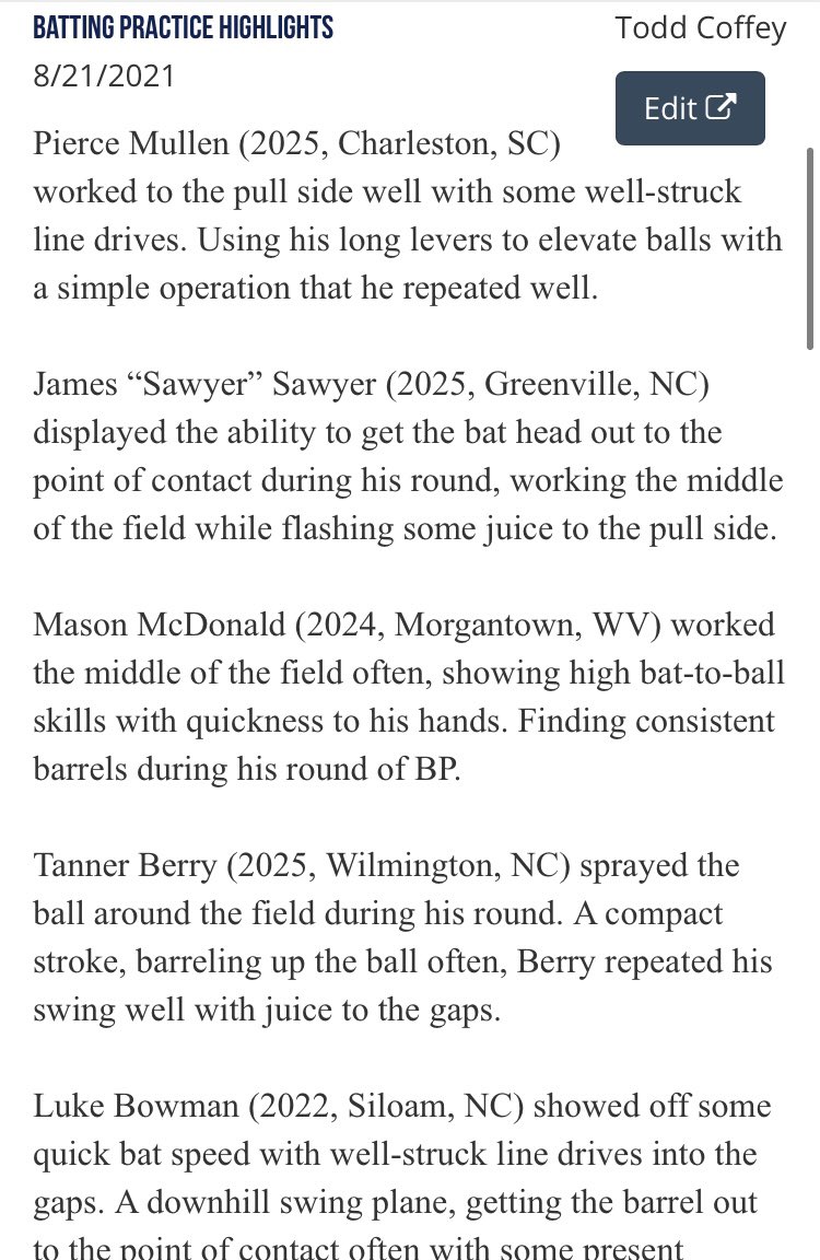 PGShowcases's tweet photo. Batting Practice highlights from Atlantic Coast Prospect Showcase. #ACProspect

https://t.co/yxfKZL9yq4 https://t.co/43auC4jtcd