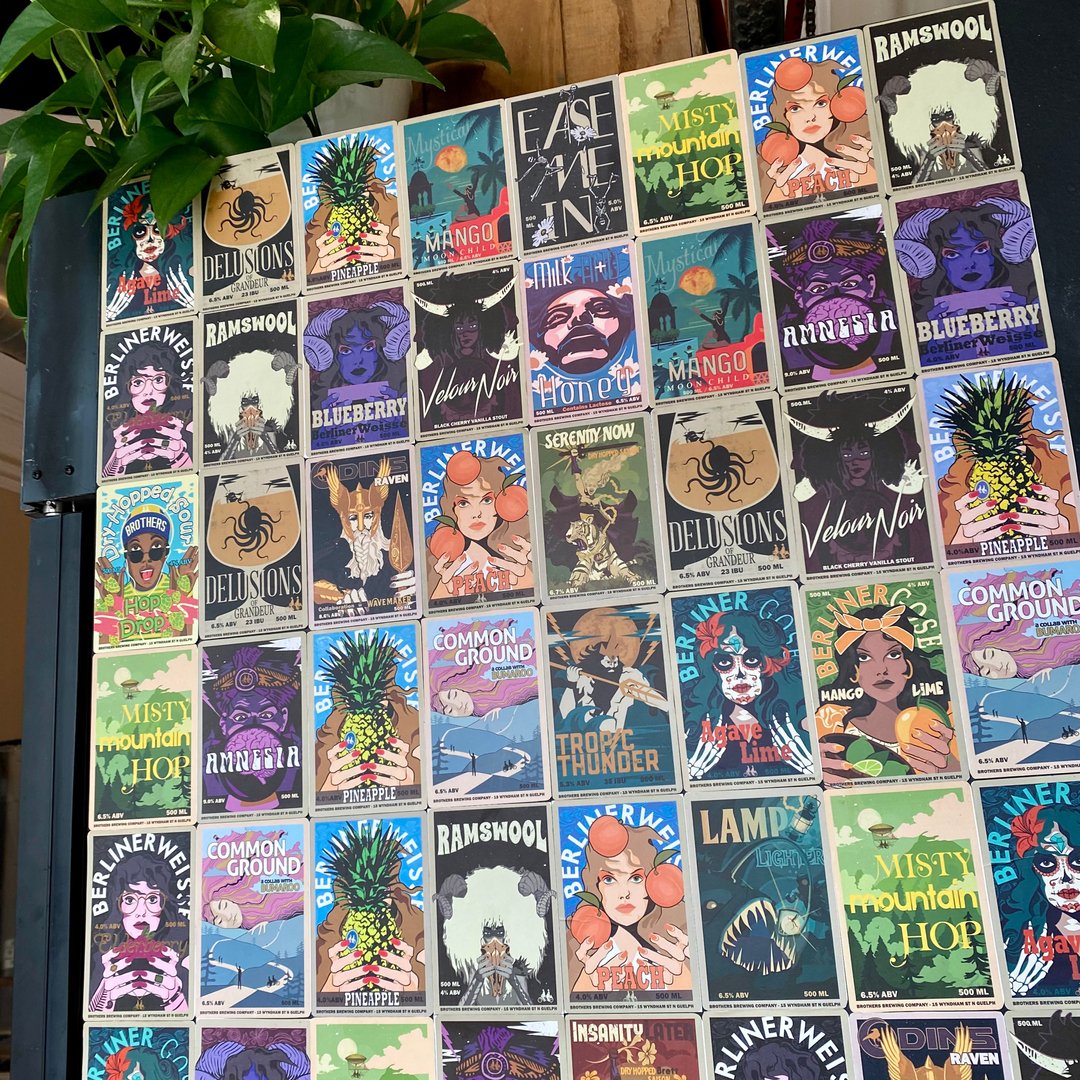 BrothersBrewery's tweet image. Spice up your fridge with a few magnets of your favourite beer labels? #BeerArt #LabelArt #BrothersBrewing #OntarioBeer #GuelphBeer #CanadaBeer