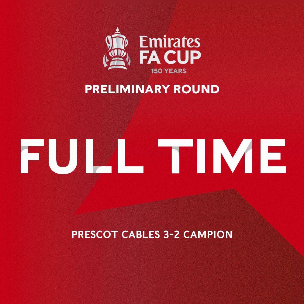 PrescotCablesFC's tweet photo. What a game of football.
Cables grab a late winner through Josh Dobie's header to progress to the next round of The Emirates FA Cup. 
Attendance today was 309. 
Thank you for all your support. https://t.co/3Zp4xYfHeJ