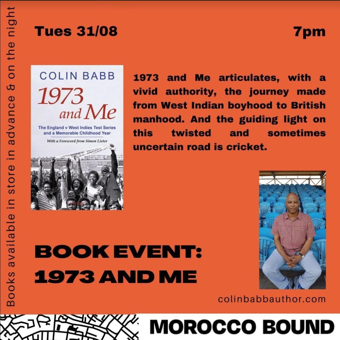 JCWestmaas's tweet photo. @windiescricket @WindrushCricket @TheCricketerMag 
@LinksCaribbean @CST_Digital_ @gavethecrowd Book tickets to Colin Babb's book launch on 31st August at 19.00BST.  #cricket #blackbritish #sports #memoir #childhood #Guyana #Windies  
https://t.co/f38fBTBKS9 https://t.co/vDr9LKie18