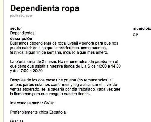 isa_iglesias_al's tweet image. 2 meses de prácticas sin remunerar 
¿Perdona?
Eso tiene otro nombre y no está permitido por ley 
Luego algunas empresas dicen q no encuentran gente para trabajar
Con estas ofertas lo q me extraña es q no se encuentren un inspector en la puerta 😡😡😡😡😡