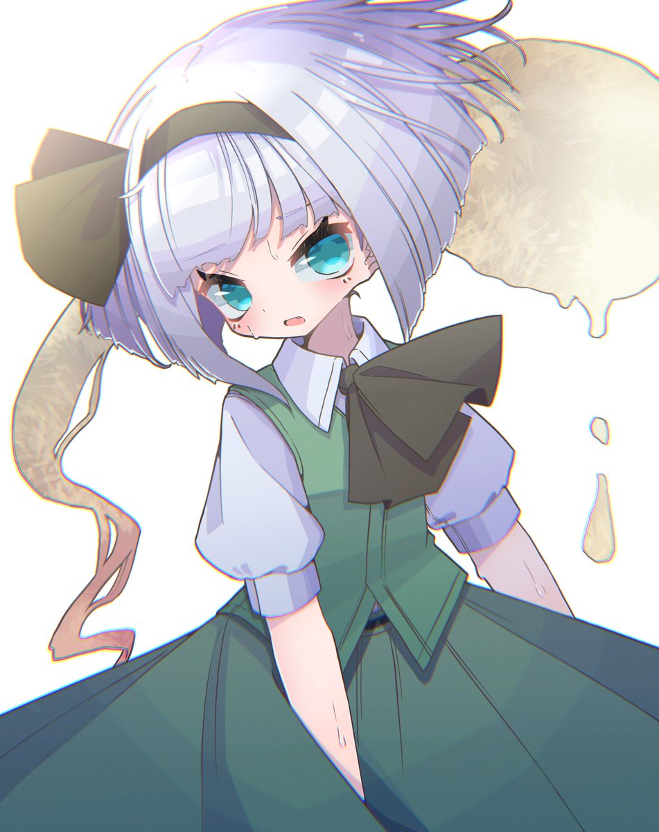 konpaku youmu ,konpaku youmu (ghost) 1girl solo skirt short hair shirt short sleeves white background  illustration images