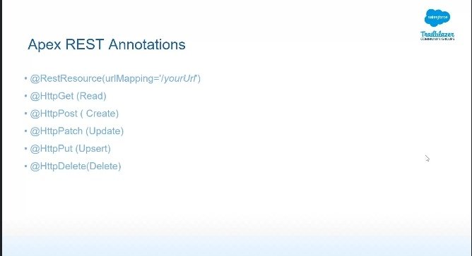 Apex REST Annotations 

<a href="/salesforce/">Salesforce</a>  #trailblazercommunity 
<a href="/arpitvijay95/">arpit vijayvergiya #BlazeYourCertification</a> <a href="/vermalakshya07/">Lakshya Verma</a>