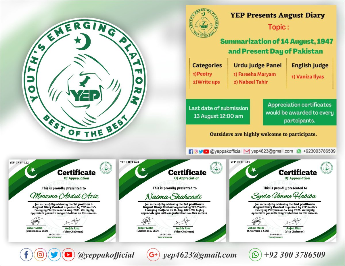 yeppakofficial's tweet photo. #Winners of August Diary Contest held on 14-Aug-2021. https://t.co/FsNINfRWrP