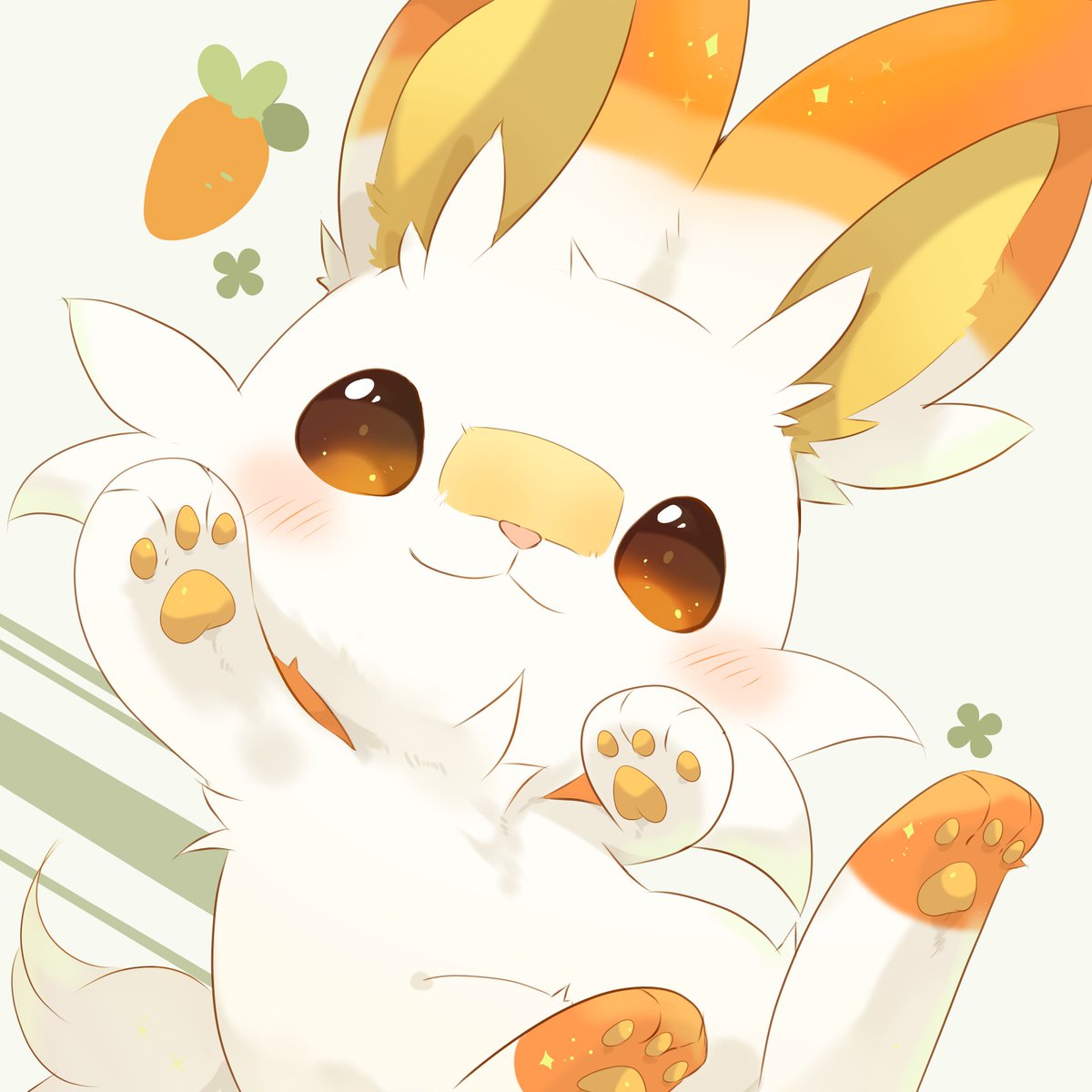 scorbunny no humans pokemon (creature) blush solo smile looking at viewer pawpads  illustration images