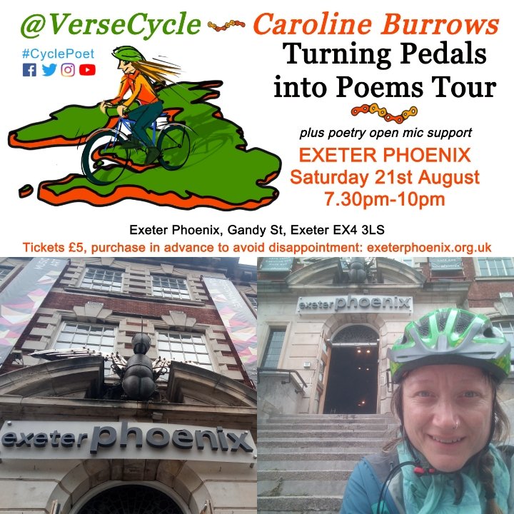 VerseCycle's tweet photo. Tonight, I'm performing my #poetry #spokenword (as heard on @BBCRadio4) at #Exeter #Phoenix #CyclePoet show. #openmic slots available before the main show. Tix £5 @exeterphoenix #livepoetry #cycleexeter #poetryevent #visitexeter #whatsonExeter #ExeterLive #poet #openmicexeter https://t.co/kELNw9SKxG