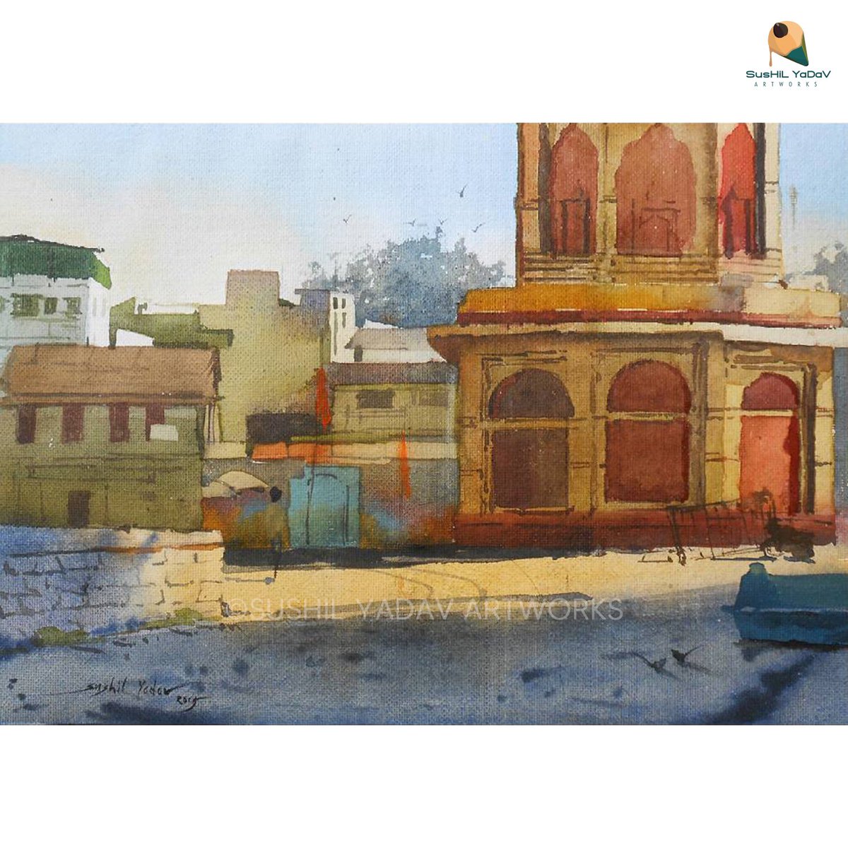yadav_painter's tweet photo. Gangaghat (2015)
.
watercolour on paper 

#art #artist #artistontwittter #artwork #paint #color #watercolor #water #pleinair #pleinairpainting #handmade #live #landscape #nashik #ganga #gangaghat #godavari #holy #temple #morning #early #cold #winter #reflection #sun #sunrise https://t.co/tMHhJMrWSc