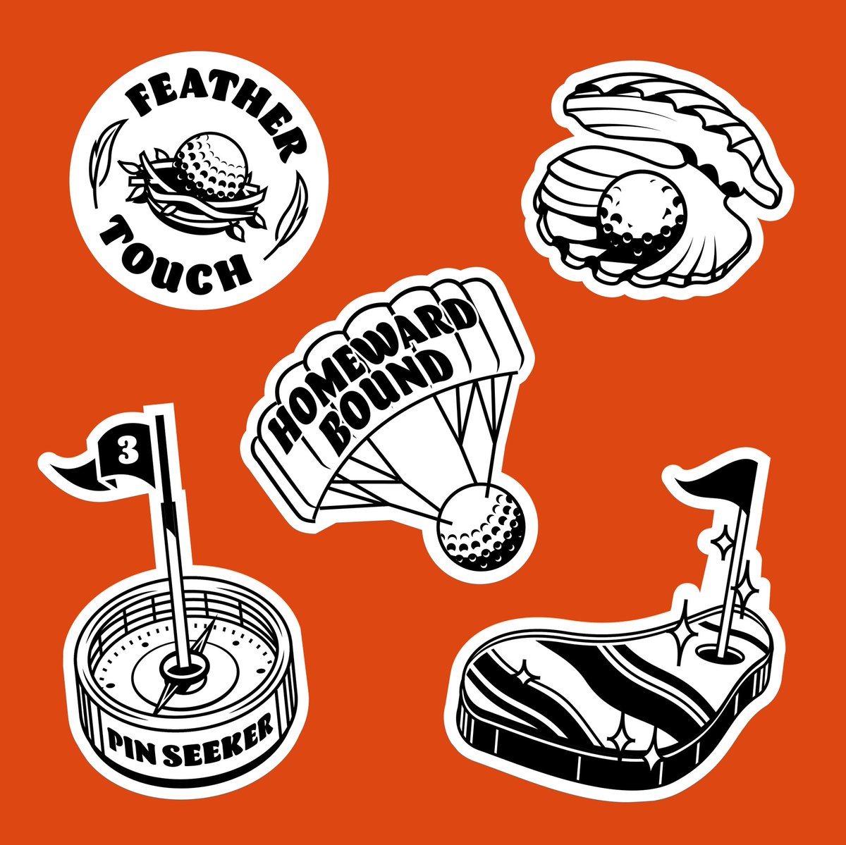 j_macdonagh's tweet photo. Fair Weather Golf is a project showing some of the highs &amp; lows out on the golf course. Here’s a few of the sticker illustrations  #illustration #vectorart #stickers #golf #branding https://t.co/Tt6B6eQRef