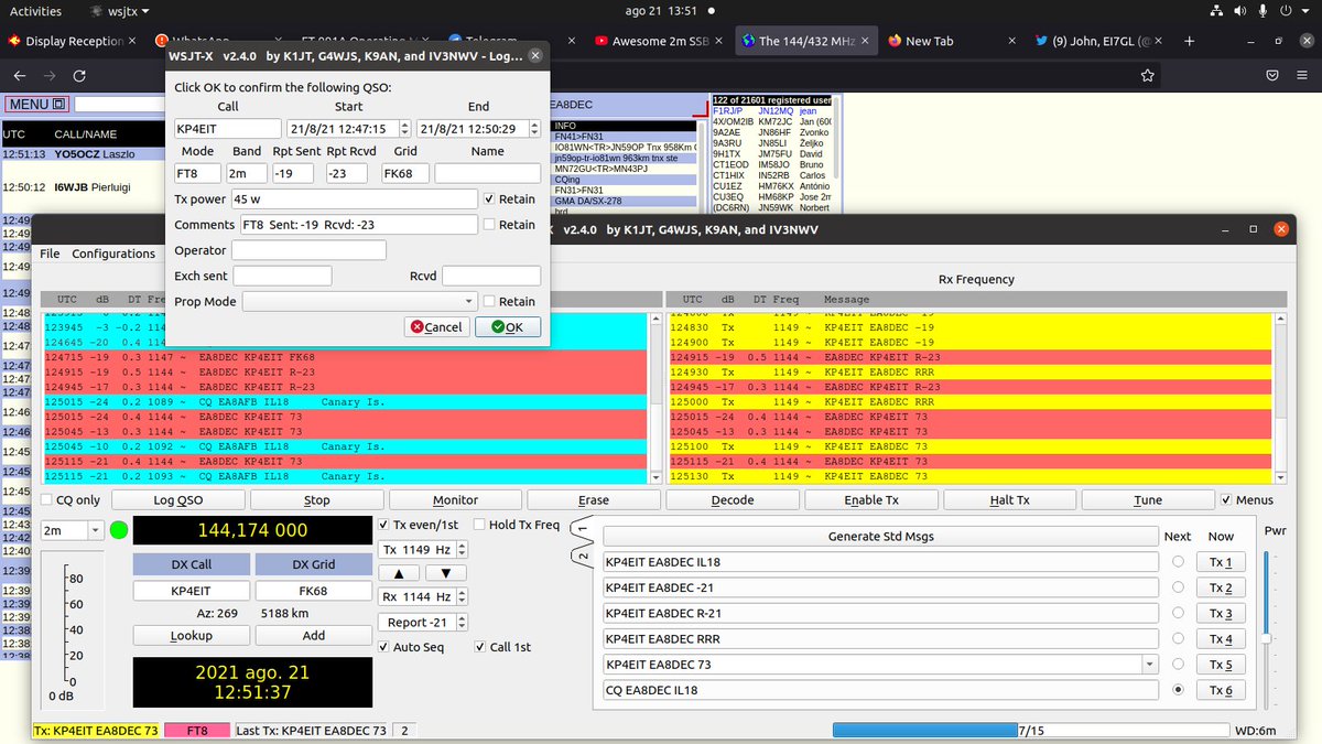ea8dec's tweet image. Nice contact whit KP4EIT From Canary Islands to Puerto Rico whit homemade antenna and 50 watt