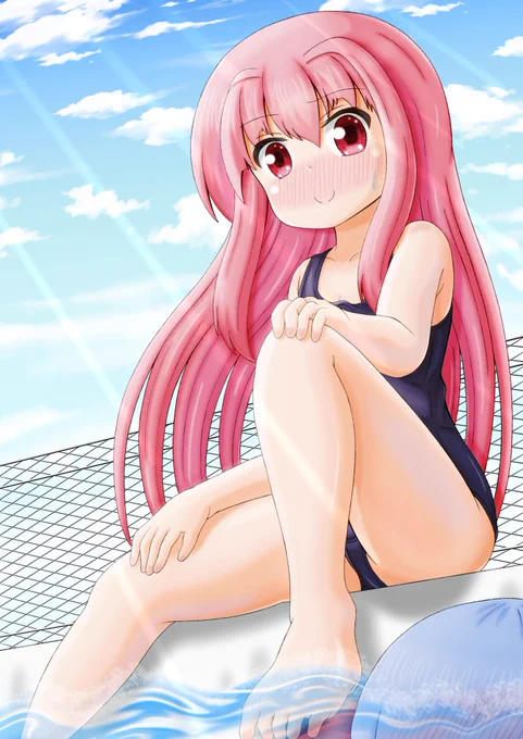 プールサイドに腰掛けるスク水茜ちゃん
余計な人物が画面内にいる気もしますが気にしないで下さいw 