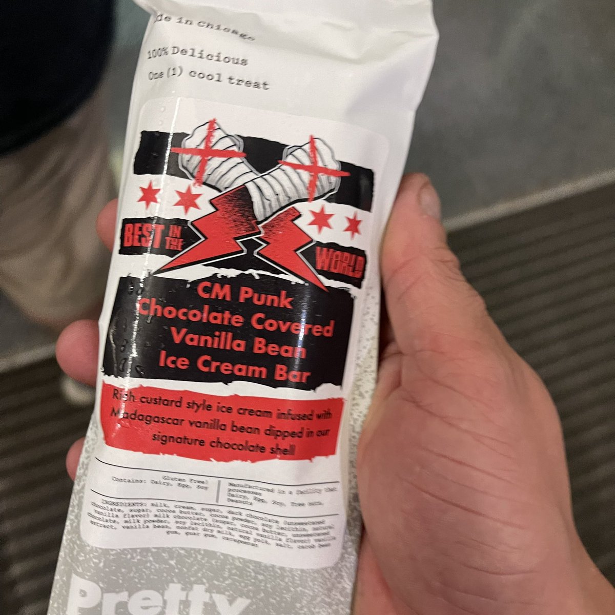 alleliteadam's tweet image. Lol apparently the wrappers are selling for 1k+ on eBay right now! 😂 still got mine who wants it!? #AEWRampage #CMPunkisAllElite #icecreambars