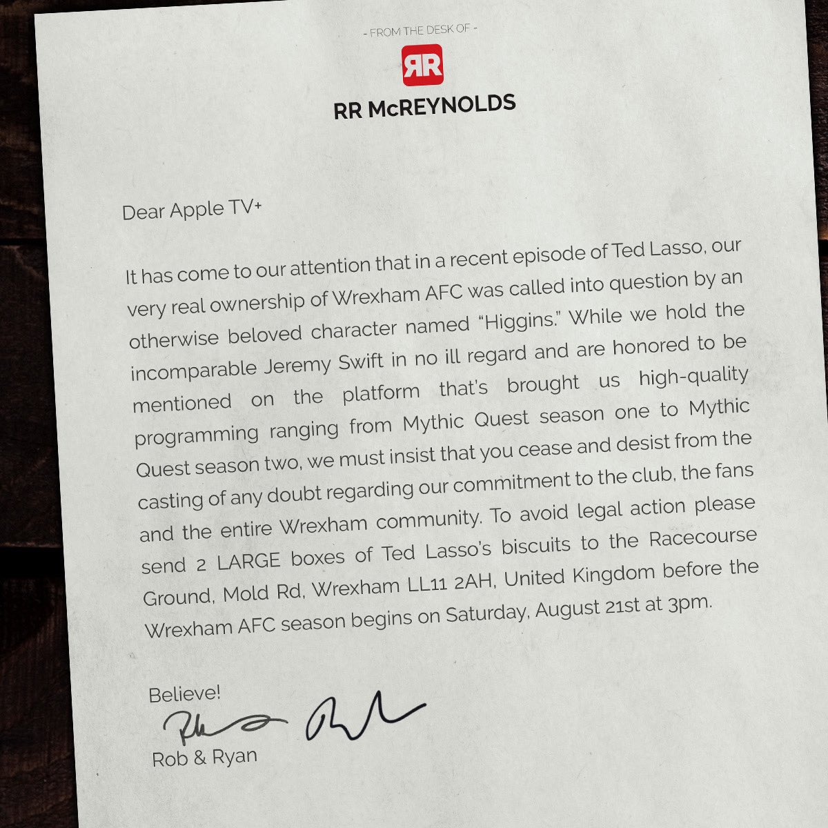 You left us no choice @AppleTVPlus <a href="/TedLasso/">Ted Lasso</a>