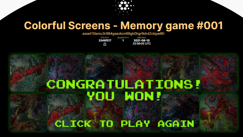 ColorfulScreens's tweet photo. 🚨1º GIVEAWAY ANNOUNCEMENT (Memory game collection)

🎁1 random art from Memory games collection

✅Follow @ColorfulScreens
✅Like and retweet

🍀Good luck!

⚠The winner will be revealed after @ColorfulScreens reaches 570 followers

#cnftgiveaway #CNFT #CardanoCommunity https://t.co/lu0VLzKYNG