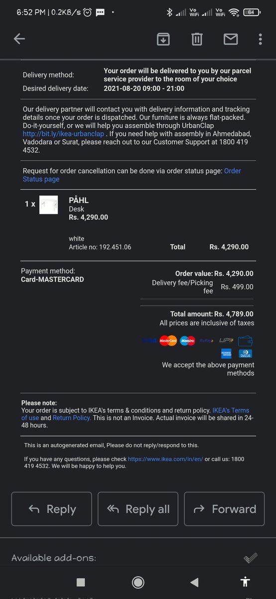 bcg2077's tweet photo. After friends suggested #IKEA, I  bought a #pahldesk from #ikeaonline #ikeaPune. The product was #damaged and I requested a #return &amp; #Refund. #Ikea asked for 72 hrs 4 days back and still no response from them #ikeaNegativeReview  #ikeahelp #ikeaCustomercare. https://t.co/3zSprdMC2s