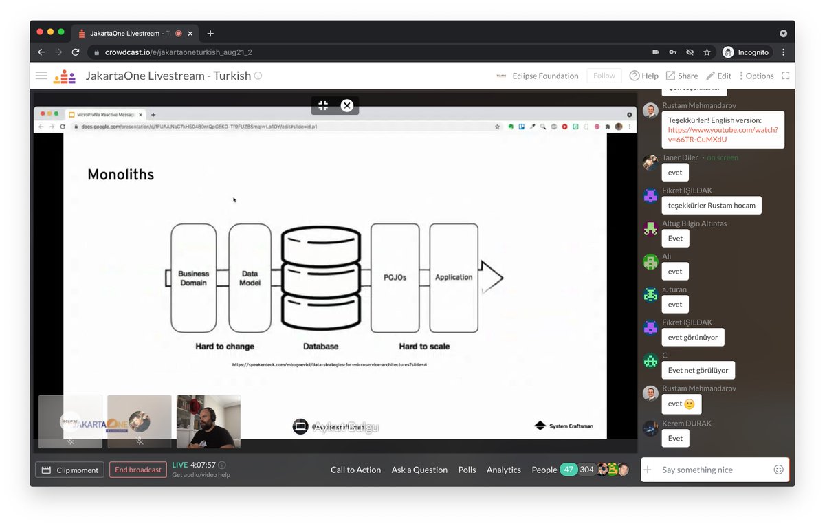 JakartaOneTUR's tweet image. #JakartaOne Türkçe&apos;de günün son konuşması @systemcraftsman&apos;dan,  Quarkus ve Kafka ile MicroProfile Reactive Messaging. Katılmak için 👉 crowdcast.io/e/jakartaonetu…