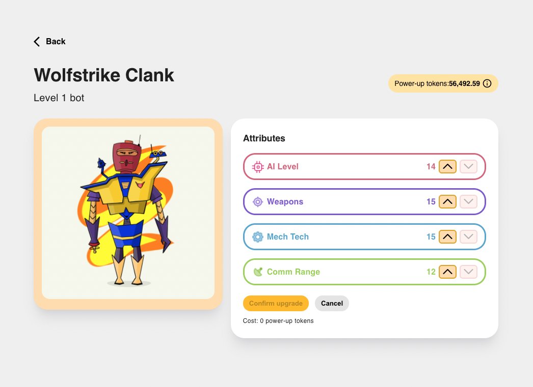 Upgrading your FighterBot goes a long way, improving the fight stats and increasing its value, making it one of the rarer bots.

Get your FighterBot and start forging your army today!

fighterbots.io