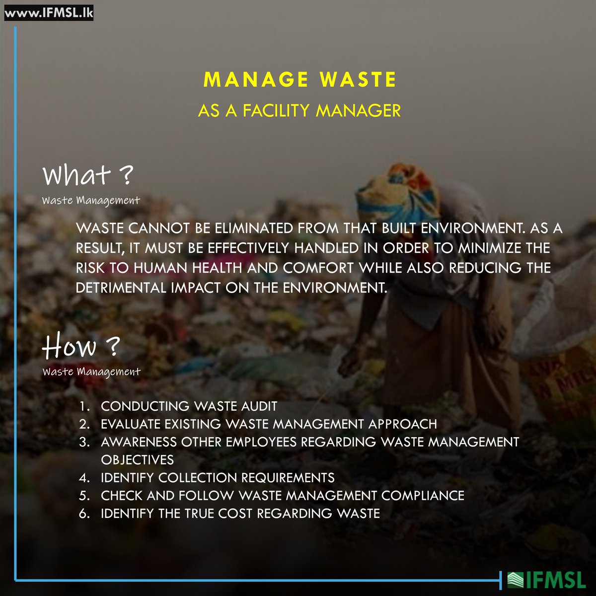 IFMSL1's tweet photo. Manage Waste As Facility Manager

More information : https://t.co/PACvRi4tSi

#IFMSL #FM #WASTE #WASTEMANAGEMENT https://t.co/UpzG7J4FAY