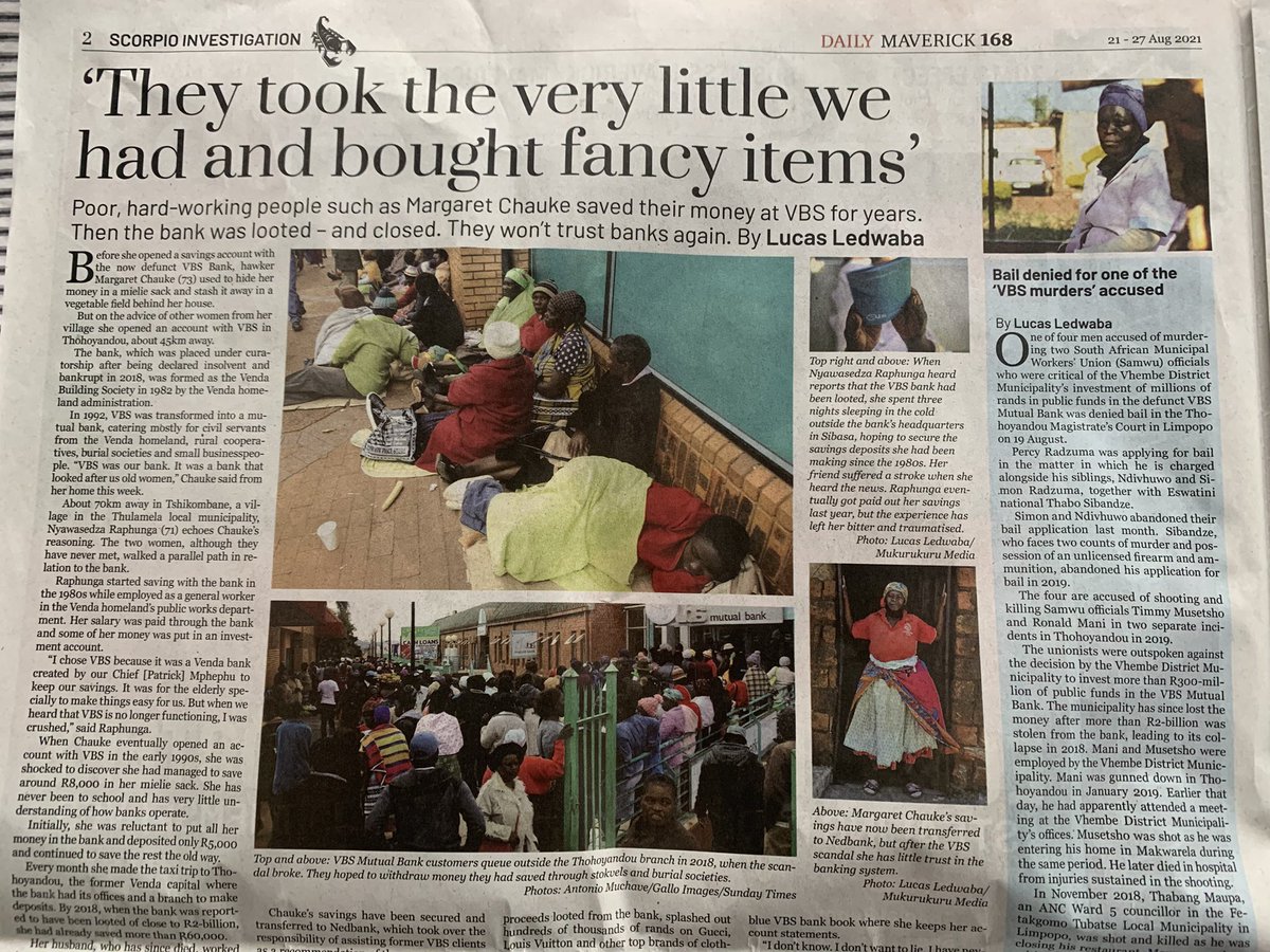 PaulivW's tweet image. “They took the very little we had and bought fancy items”
@LedwabaStyles visited Nyawasedza Raphunga &amp;amp; Margaret Chauke in Thohoyandou. They told them their stories + how they slept outside VBS in panic.

Lucas’ @MukurukuruMedia is an asset to SA we must treasure and support.