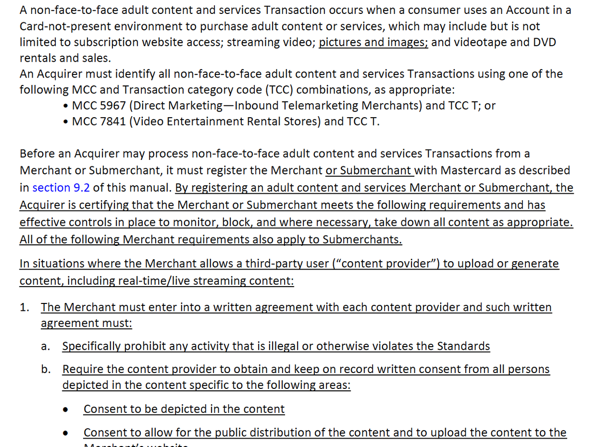madzisstacked's tweet photo. Regarding OnlyFans and their recent changes...

This is what Mastercard actually requested. New section is underlined. OnlyFans did what they did because their intention was to shift away from porn from the beginning. Again, move to a better platform now, rebuild your audience. https://t.co/E7CJAotOk5