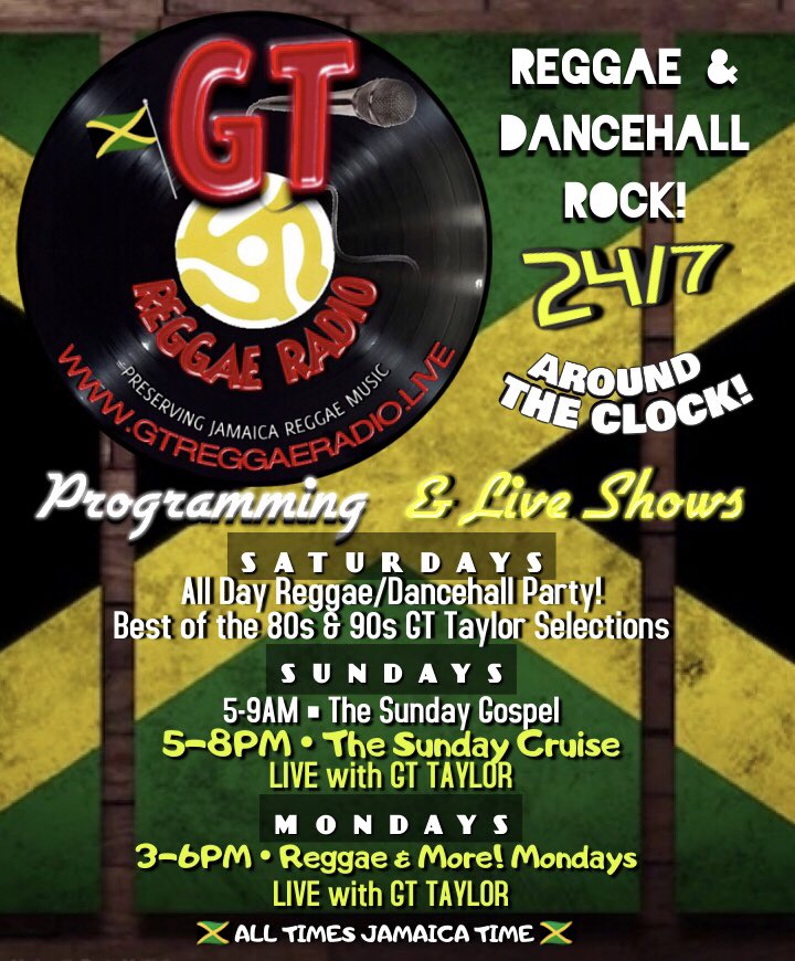 gtreggaeradio's tweet photo. #GTReggaeRadio
Programming & Live Shows ~>
https://t.co/kMiMUqBS8f |
#Saturdays #Sundays #Mondays #Rock! #ReggaeRocking
<•((( #TuneIn )))•>
#ReggaeRadio #Leader
In #Cyberspace! https://t.co/PjlGnX2ImN