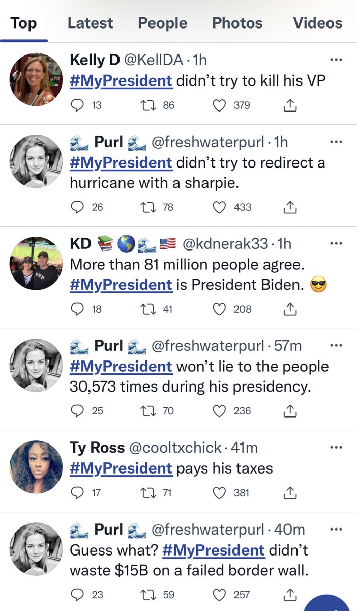 ChuckModi1's tweet photo. #MyPresident hashtag comments is very revealing. Biden supporters don’t credit him for anything he’s actually done, but simply 4 not being Trump. If this is how we define Presidents now, Trump is still winning. https://t.co/NWI2j3YCK5
