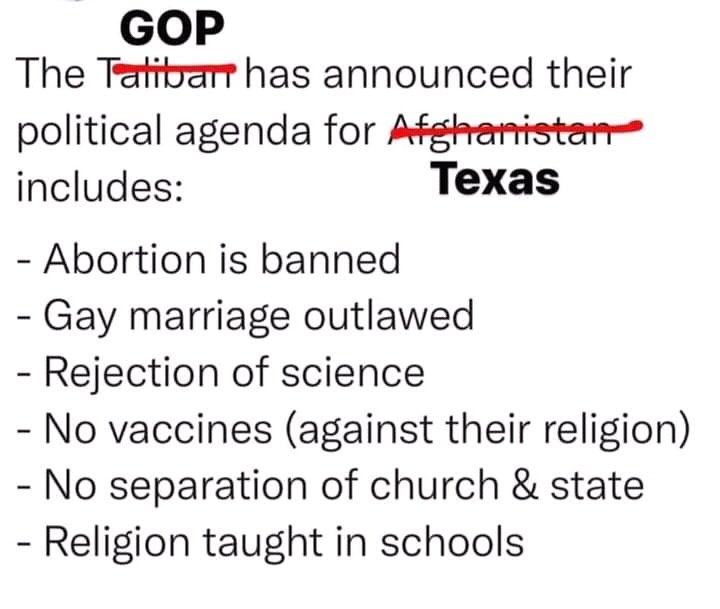 Most Republicans are just jealous of the Taliban.