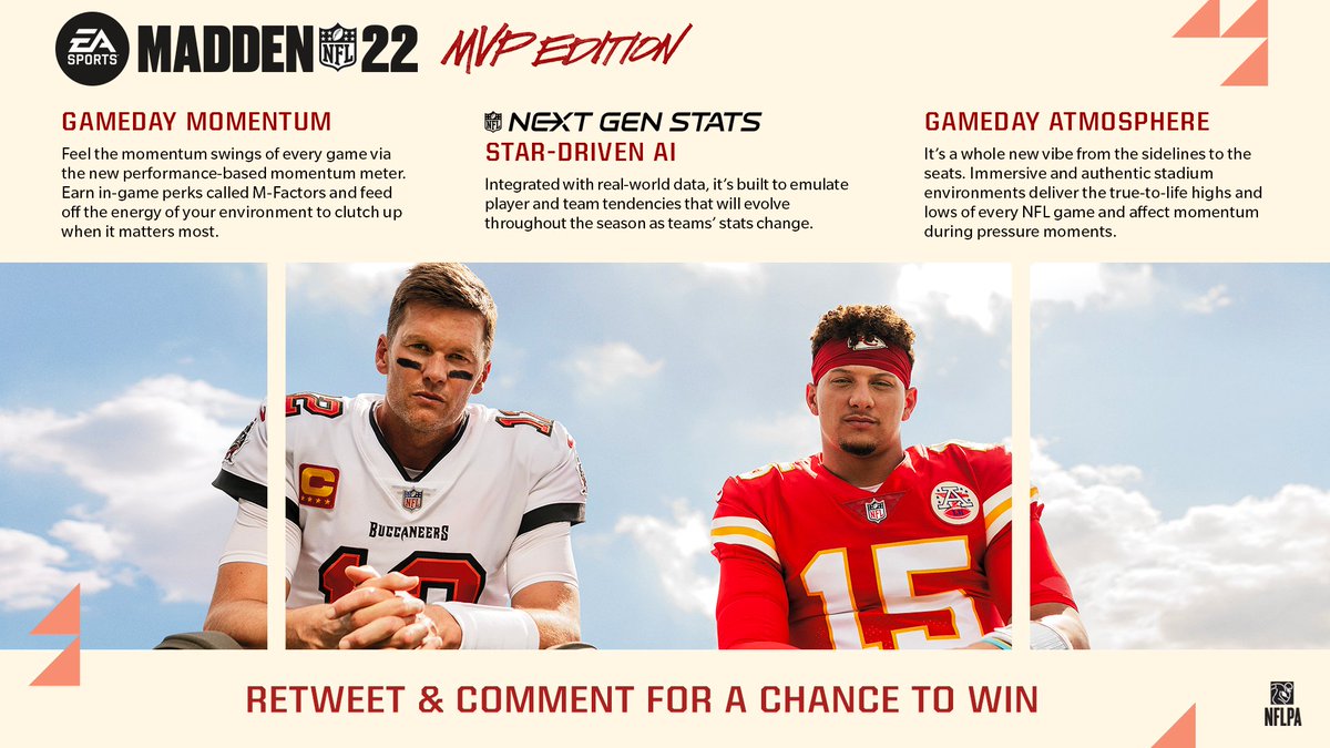AndyHolloway's tweet photo. Hey friends, got a #MADDEN22 XBOX code to give away!  

RT with your go-to Madden team and tag a friend you'll be destroying this year.  Will pick a winner tomorrow! https://t.co/qhY8RP6CLF