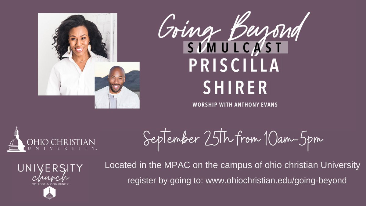 beavs007's tweet photo. If you love @PriscillaShirer please consider coming to @UniversityChrch’s simulcast of her #GoingBeyond event!  Details for dates and times and location and price can be found here: https://t.co/VNOn9H3e6g https://t.co/ZBt78FAE7S