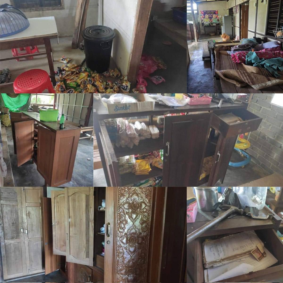 eaintmayme's tweet photo. After raids and abductions in Htanaungkapar, Kani on Aug 18, Terrorists stationing in Chaungkwae village raided into houses of villagers again. Lot of fleeing villagers are facing difficulties amid rain &amp; malaria. #Aug21Coup #WhatsHappeningInMyanmar https://t.co/EfNvYY9rAA