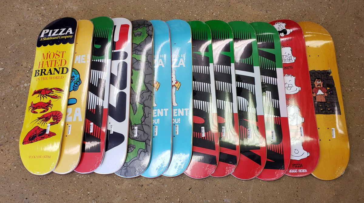 <a href="/pizzaskate/">pizza skateboards</a> on the Racks ready to serve.
Shop's Open 10 to 9
✔️
#PizzaSkateboards
#DevotionSkateCo