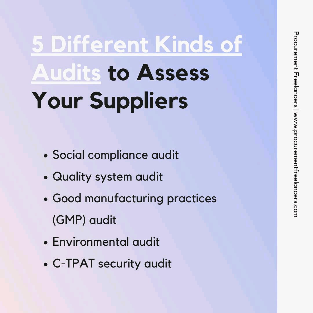 ProcurementFre1's tweet image. Here are the five common types of audits #procurementprofessionals and supplier auditors should know about that can help you judge your suppliers and reduce the risk of uncertainties in your #supplychain.
lnkd.in/fhvsHGC

#supplieraudit #supplierrisk #procurement