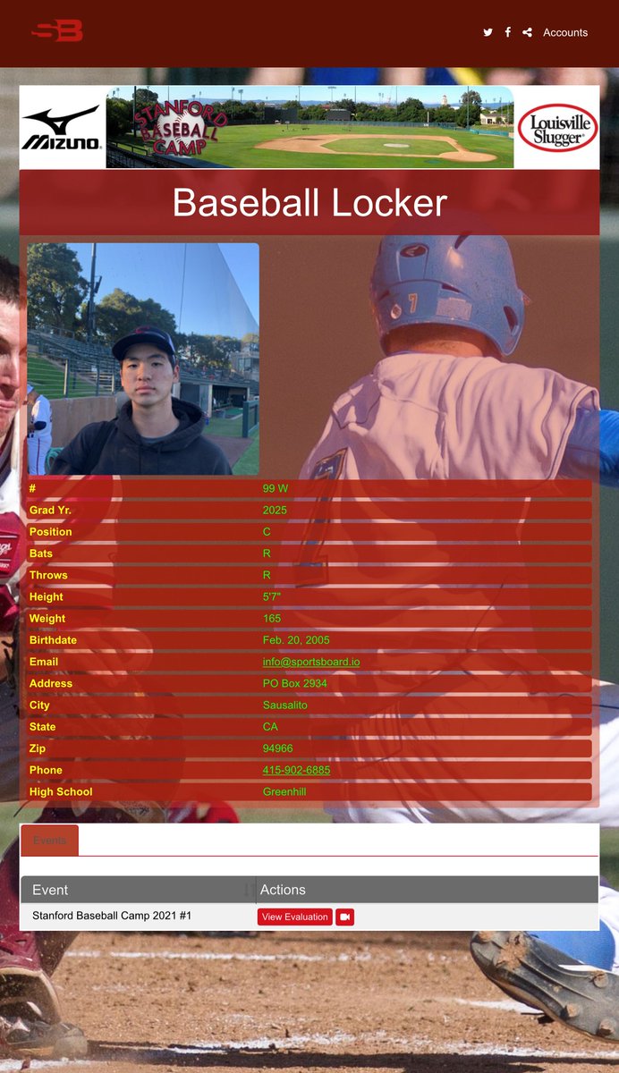 Congratulations to <a href="/StanfordBSB/">Stanford Baseball</a> Camps on completing another successful summer program. Check out this player locker, which every athlete received after each camp. We've come a long way over the last 9 years! app.sportsboard.io/playerlocker/h…. 
<a href="/SportsBoard/">SportsBoard</a>