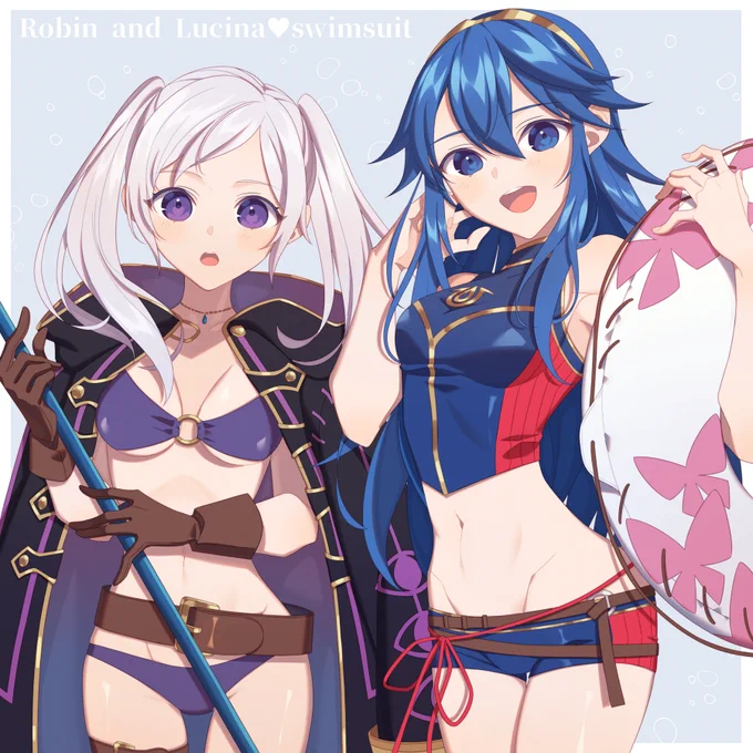 今年最後の水着絵～
シーク♀さんとゼルダちゃんには競泳水着とスクール水着を着てもらいました👙

(SSBU : Robin &amp; Lucina &amp; Sheik♀&amp; Zelda  In swimsuit) 
