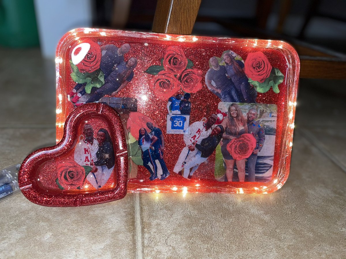 Couples Custom LED tray &amp; ashtray set 🌹✨

#resinart #handmade
