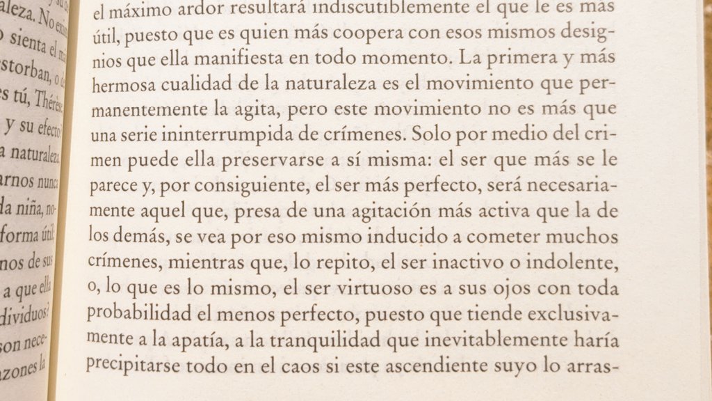 AlbaMolina13's tweet photo. "La primera y más hermosa cualidad de la naturaleza es el movimiento que permanentemente la agita, pero este movimiento no es más que una serie ininterrumpida de crímenes." -Marqués de Sade- https://t.co/lbKm5Fg61E