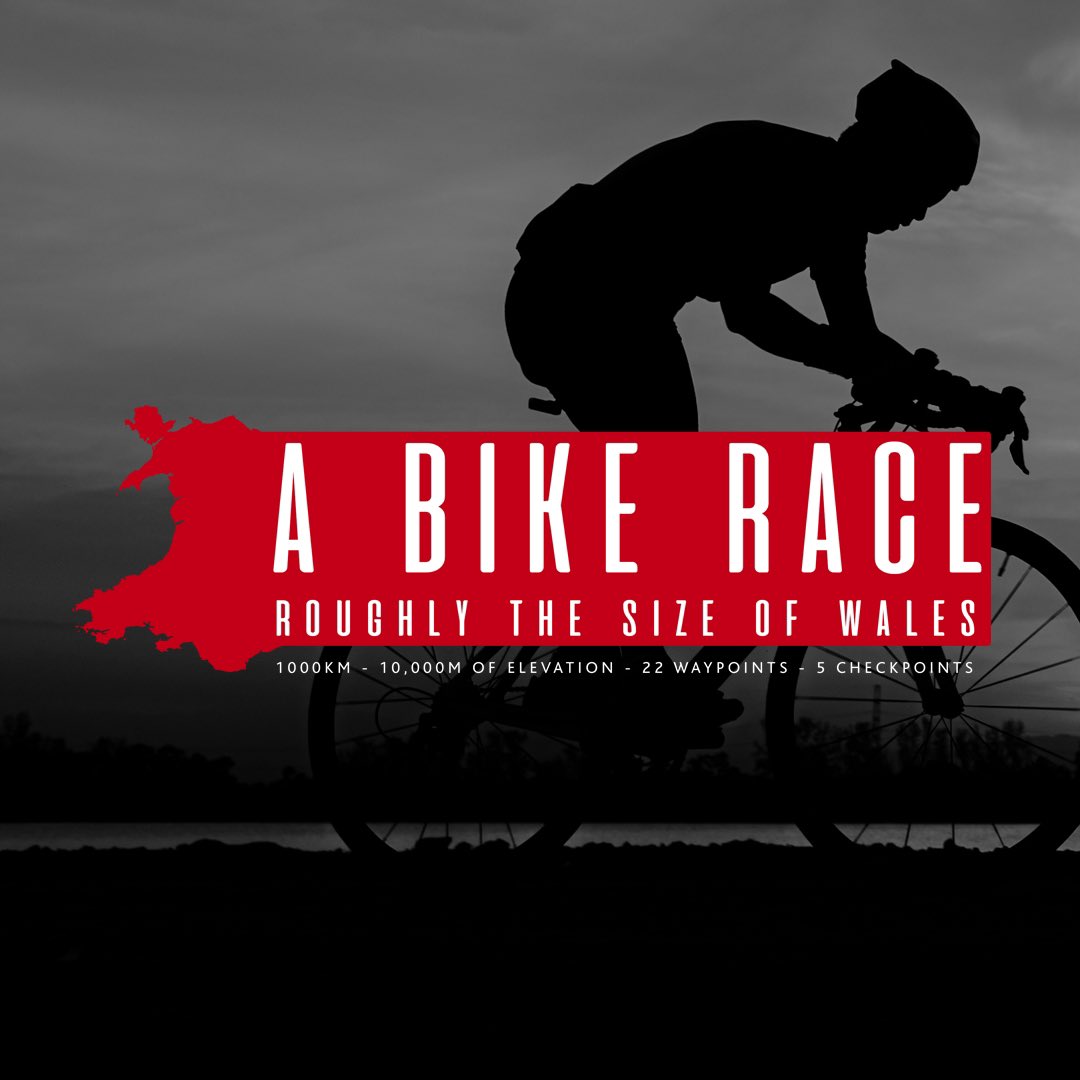 1000km of riding, 10,000m of elevation, no set route, 22 waypoints, 5 checkpoints, 1 coastline and prize money for the winners.
​
Start in the South, finish in the North. 
​
No set route, a free route event so you choose your own path. #cycling abikerace.co.uk