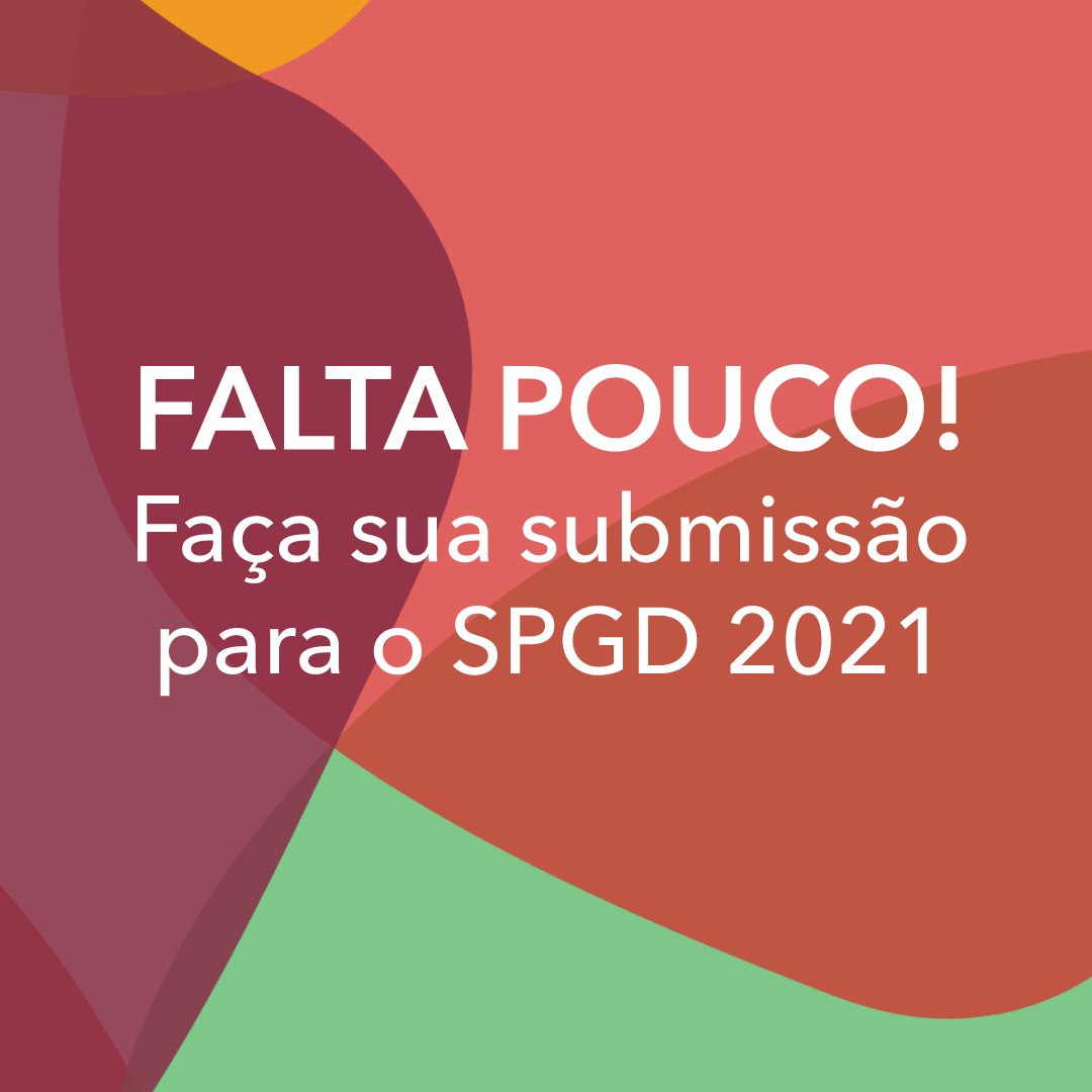 SPGD_2021's tweet photo. TIC TAC TIC TAC
Falta pouquíssimo para o encerramento de submissões do resumo expandido, venha fazer parte desse evento mara e se inscreva seu resumo no SPGD 2021.

Link: https://t.co/ELor6fEeF4
.
.
.
.
.
#SPGD #online #simposio #design #ESDI #UERJ https://t.co/QzzE8QGLag