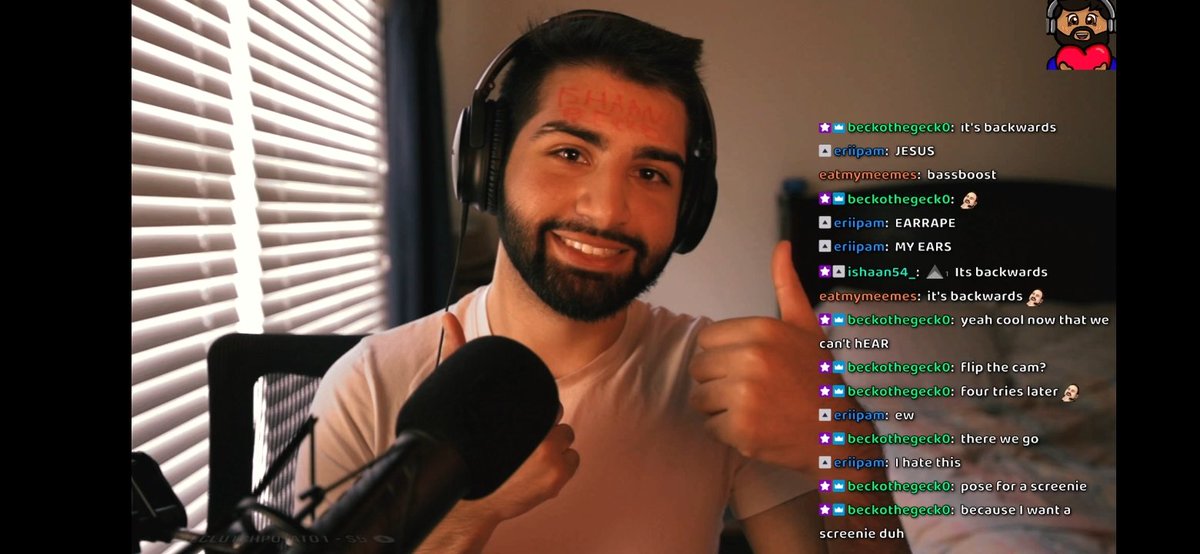 Popped into this guys stream and he was such a big fan he wrote my name on his forehead- I didn't even do anything. Kinda cool ngl.