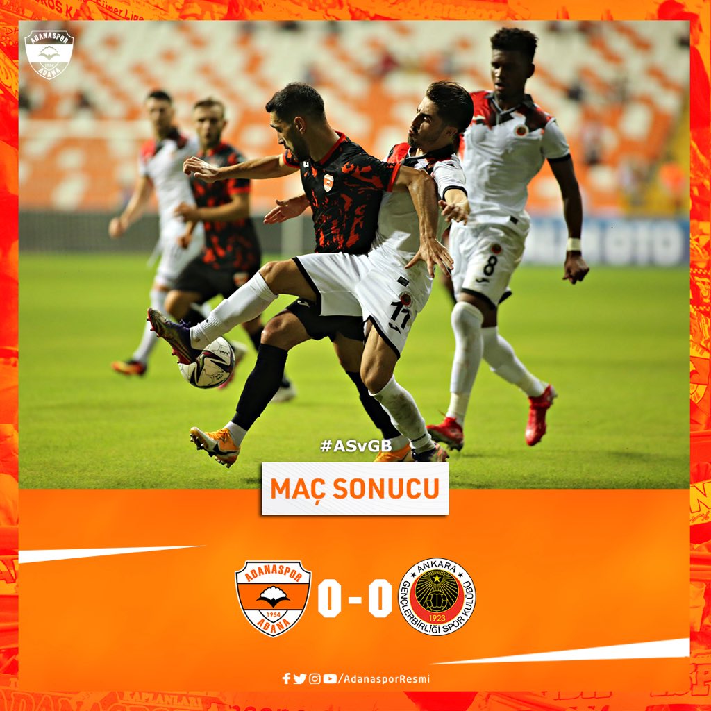 [🚨] #ADANASPOR’umuz, TFF 1.Lig’in 2.Haftasında sahasında <a href="/kirmizikara/">Natura Dünyası Gençlerbirliği</a> ile 0-0 berabere kaldı. #ADANASPOR